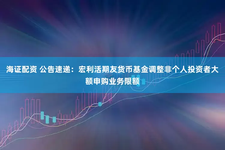 海证配资 公告速递：宏利活期友货币基金调整非个人投资者大额申购业务限额