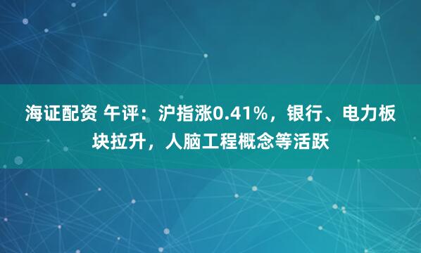 海证配资 午评：沪指涨0.41%，银行、电力板块拉升，人脑工程概念等活跃