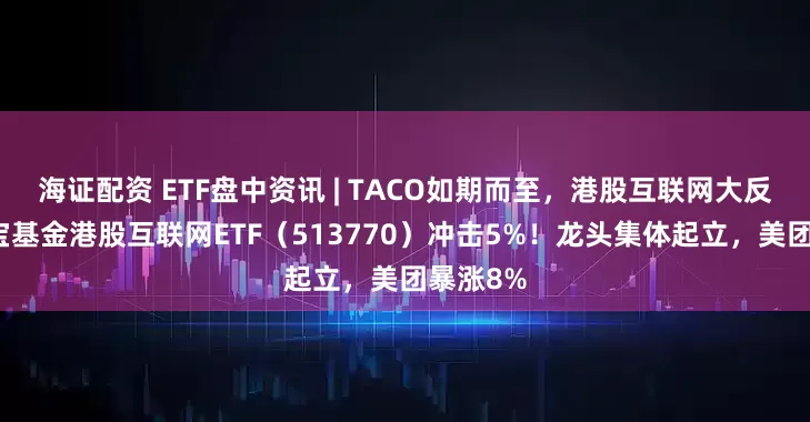 海证配资 ETF盘中资讯 | TACO如期而至,港股互联网大反攻!华宝基金港股互联网ETF(513770)冲击5%!龙头集体起立,美团暴涨8%